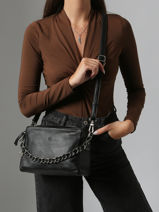 Cross Body Tas Vintage Leder Mila louise Zwart vintage 23673LC-vue-porte